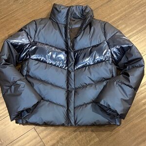 Betsey Johnson Women's Shiny Navy Puffer Jacket